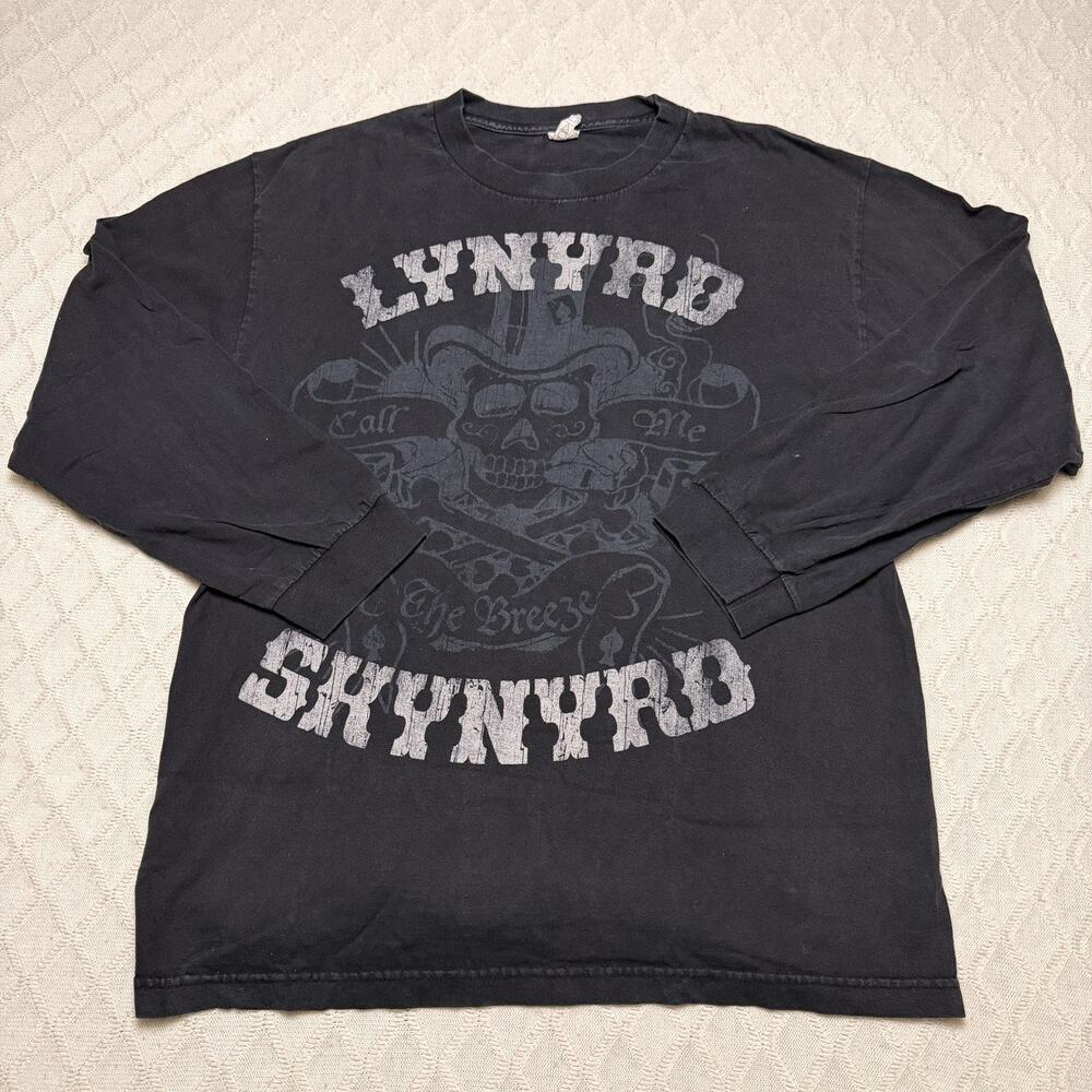 Lynyrd Skynyrd Men's Thermal Long Sleeve Tee L Graphic Spellout Blue Cotton
